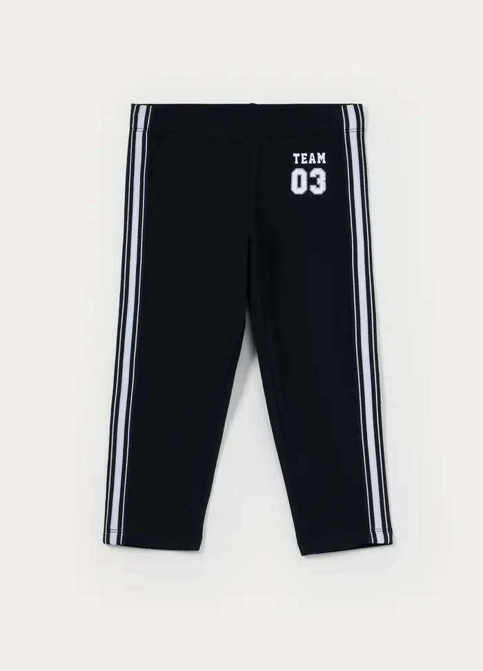 Blukids Leggings Capri In Jersey Di Cotone Stretch Ragazza, Bambina, Nero