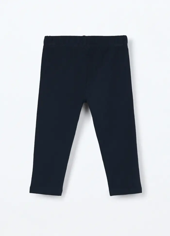 Blukids Leggings In Cotone Fleece Stretch Neonata, Bambina, Blu scuro