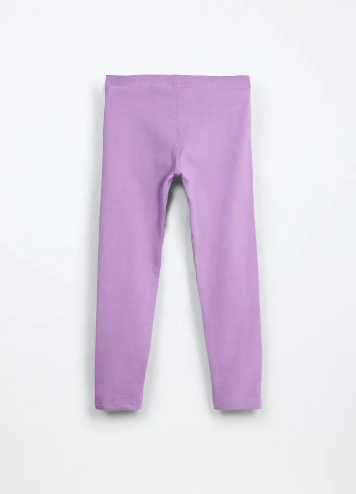 Leggings In Cotone Stretch Bambina, Viola lilla