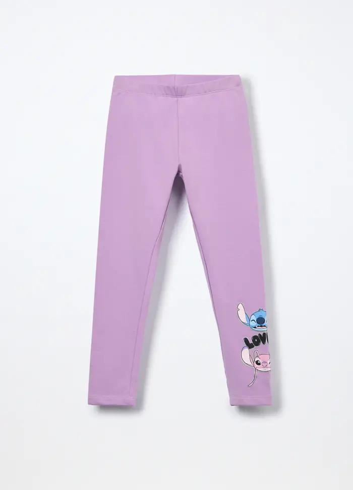 Blukids Leggings In French Terry Di Cotone Stretch Bambina, Viola lilla