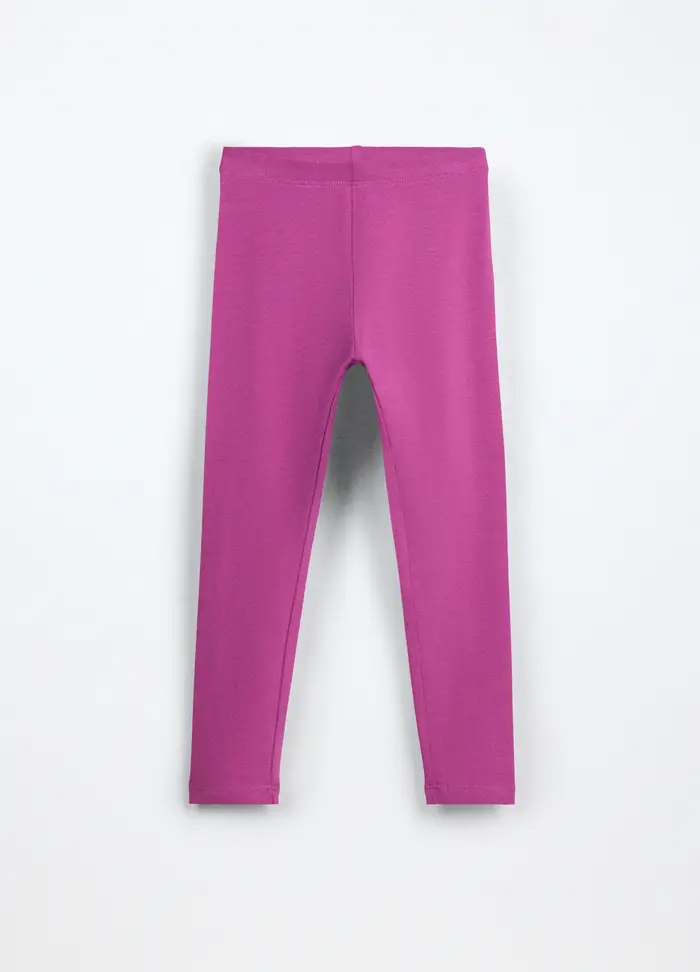 Leggings In Jersey Di Cotone Stretch Bambina, Rosa