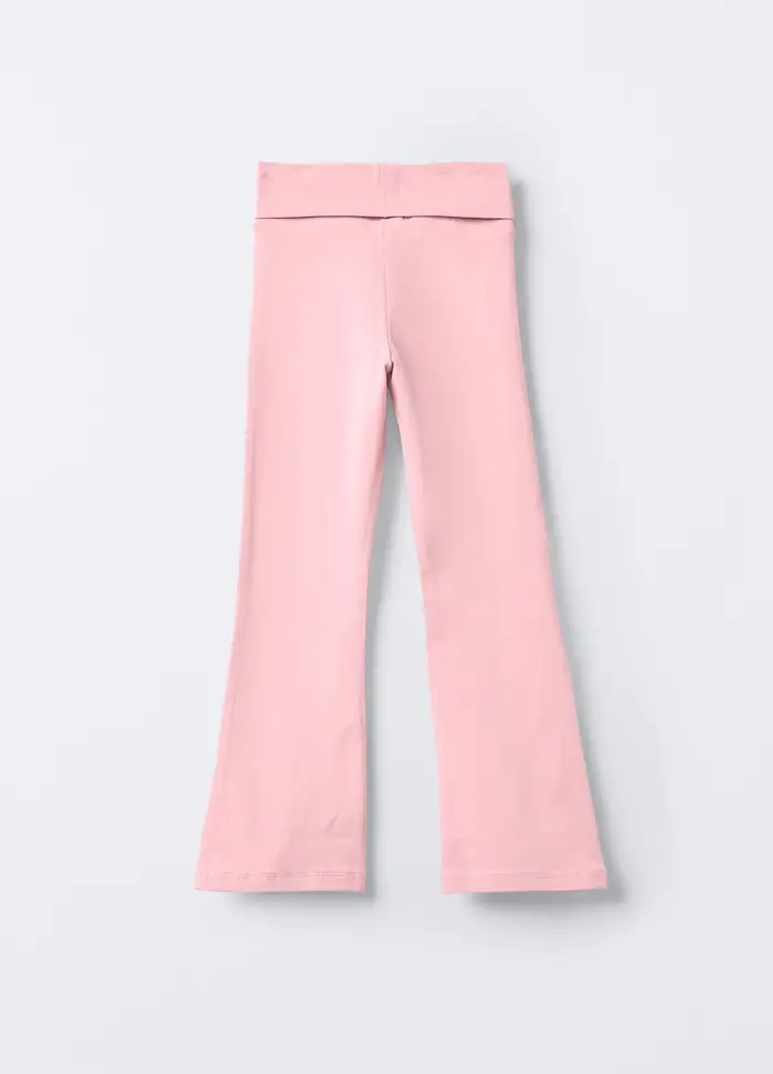 Leggings In Jersey Di Cotone Stretch Fit Regular Bambina, Rosa chiaro