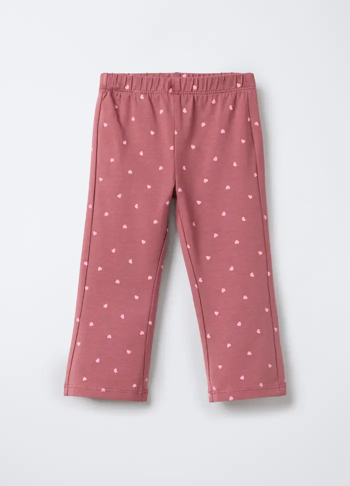 Leggings In Jersey Di Cotone Stretch Flare Fit Bimba, Bambina, Rosa scuro