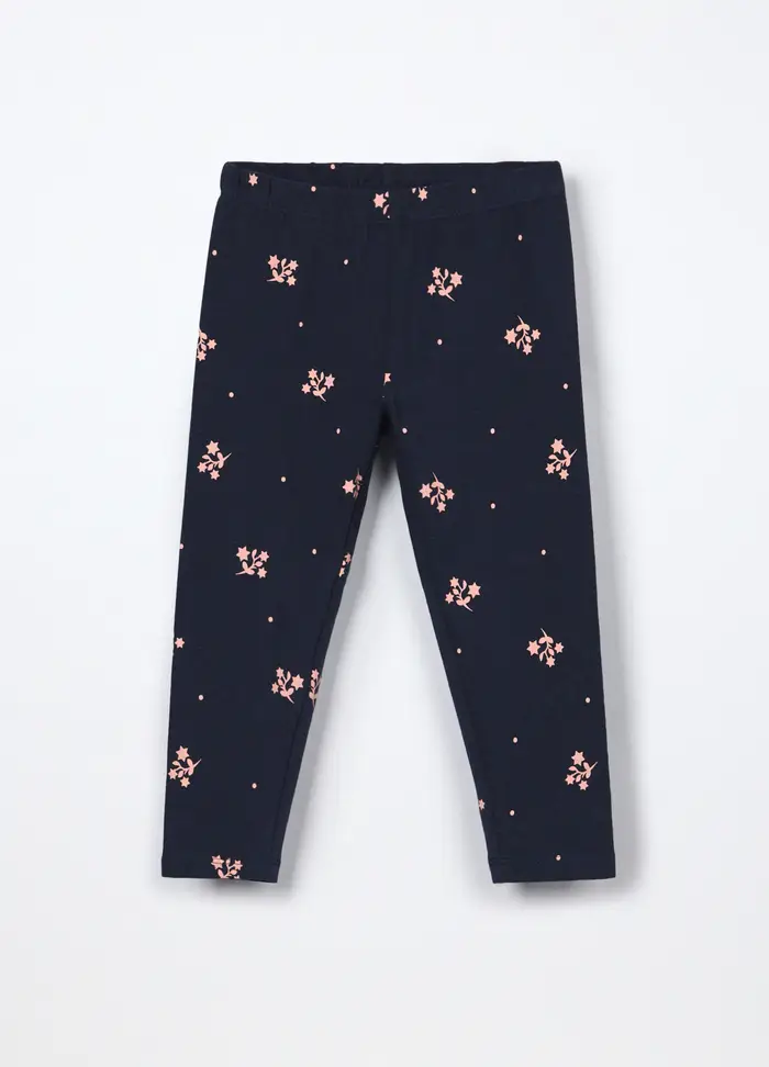 Blukids Leggings In Jersey Di Cotone Stretch Neonata, Bambina, Blu scuro