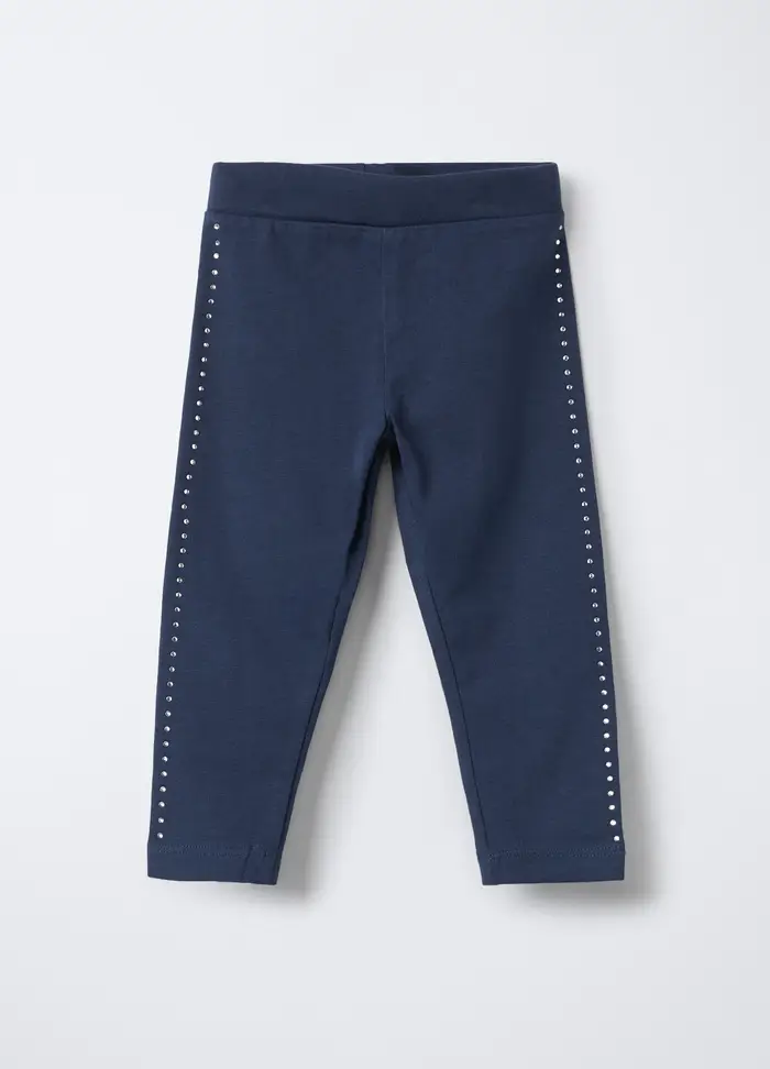 Blukids Leggings In Jersey Di Cotone Stretch Skinny Fit Bimba, Bambina, Blu scuro