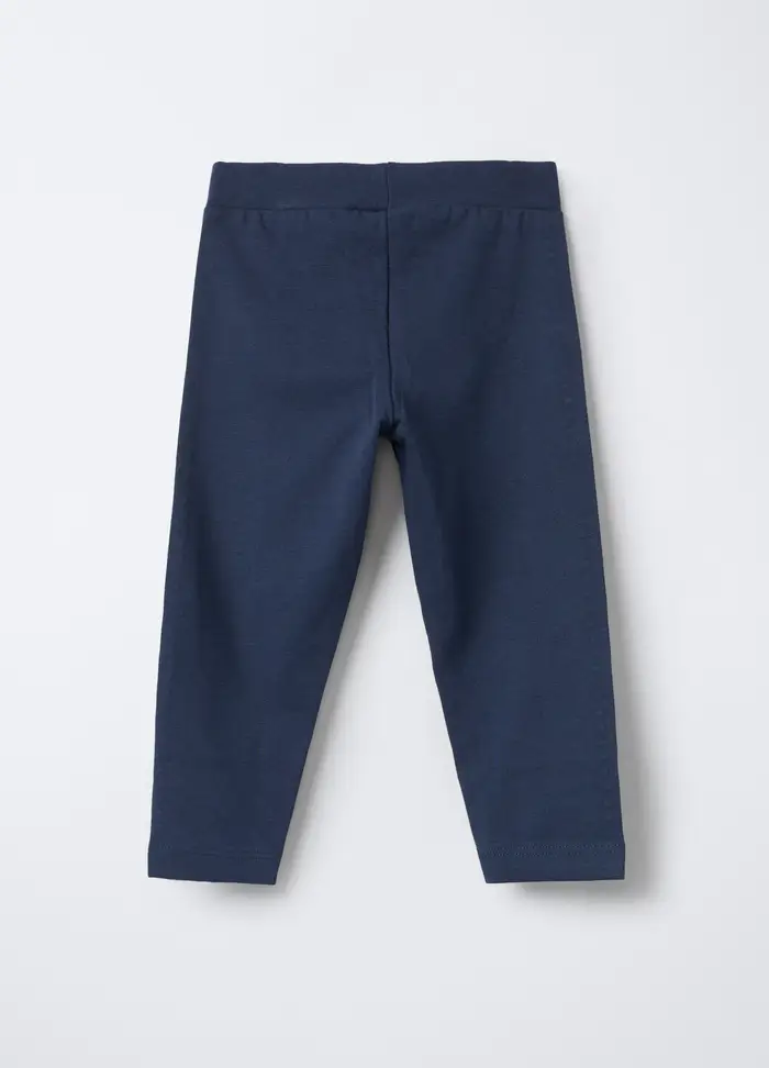 Blukids Leggings In Jersey Di Cotone Stretch Skinny Fit Bimba, Bambina, Blu scuro