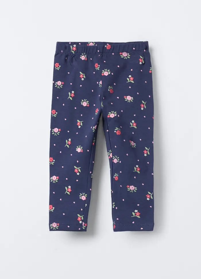 Leggings In Jersey Di Cotone Stretch Skinny Fit Bimba, Bambina, Blu scuro