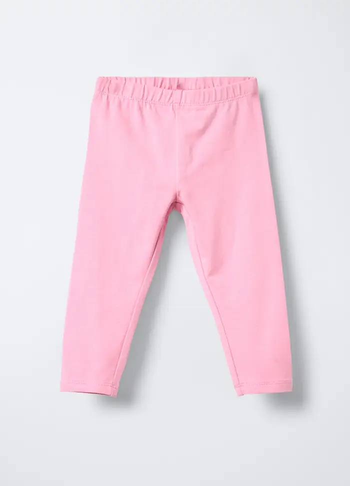 Leggings In Jersey Di Cotone Stretch Skinny Fit Bimba, Bambina, Rosa chiaro