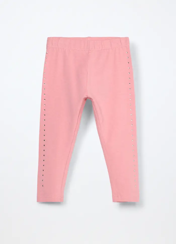 Blukids Leggings In Jersey Stretch Con Strass Neonata, Bambina, Rosa