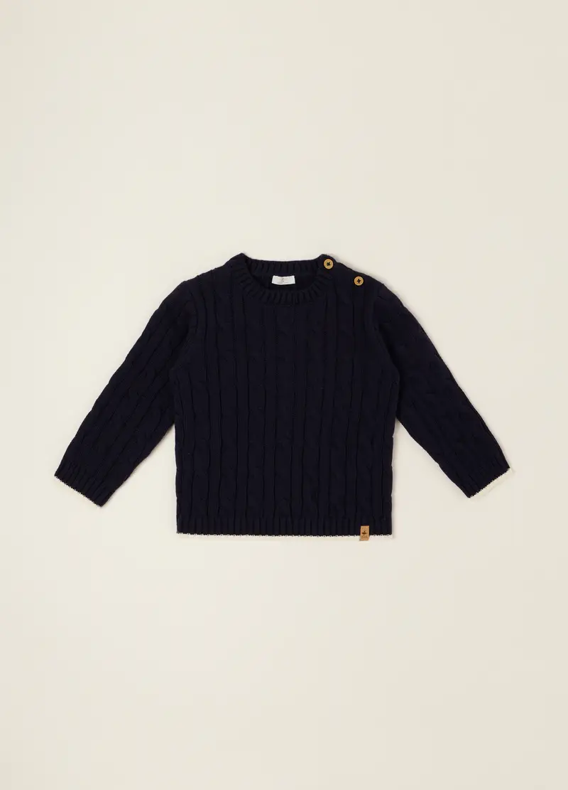 Blukids Maglione Blu In Puro Cotone Con Bottoni, Neonato, Nero