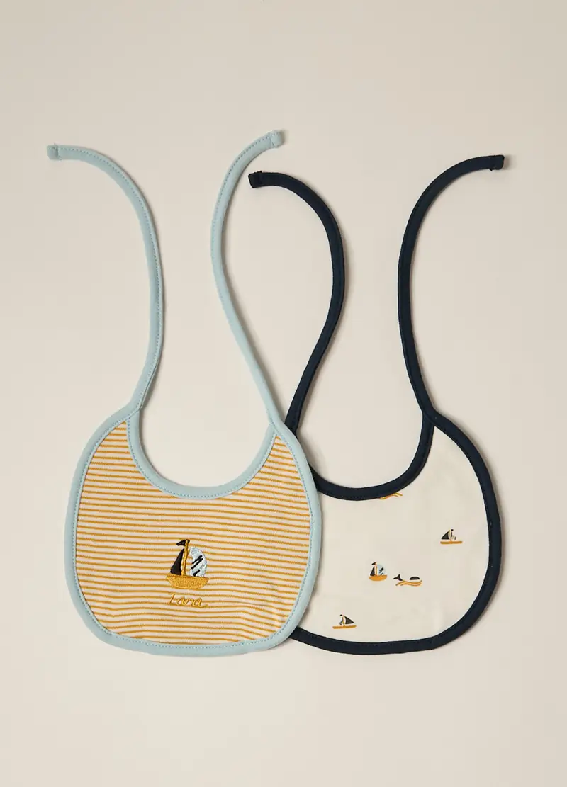 Blukids Pack 2 Bavaglini In Puro Cotone Iana Neonato, Bianco, Taglia: T.U