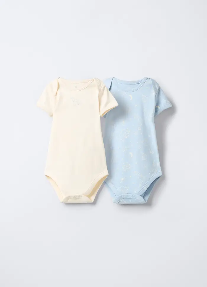 Pack 2 Body In Interlock Di Puro Cotone, Neonata, Azzurro chiaro