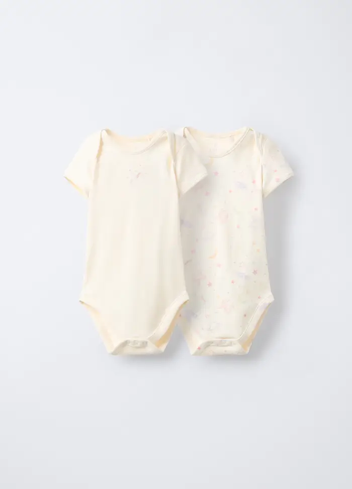 Pack 2 Body In Interlock Di Puro Cotone, Neonata, Bianco panna