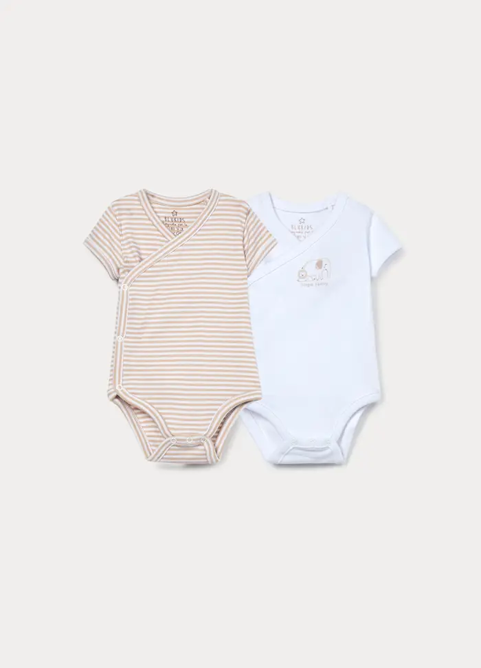 Blukids Pack 2 Body In Puro Cotone, Neonato, Bianco