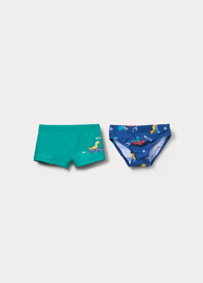 Blukids Pack 2 Costumi Da Bagno, Neonato, Verde foglia
