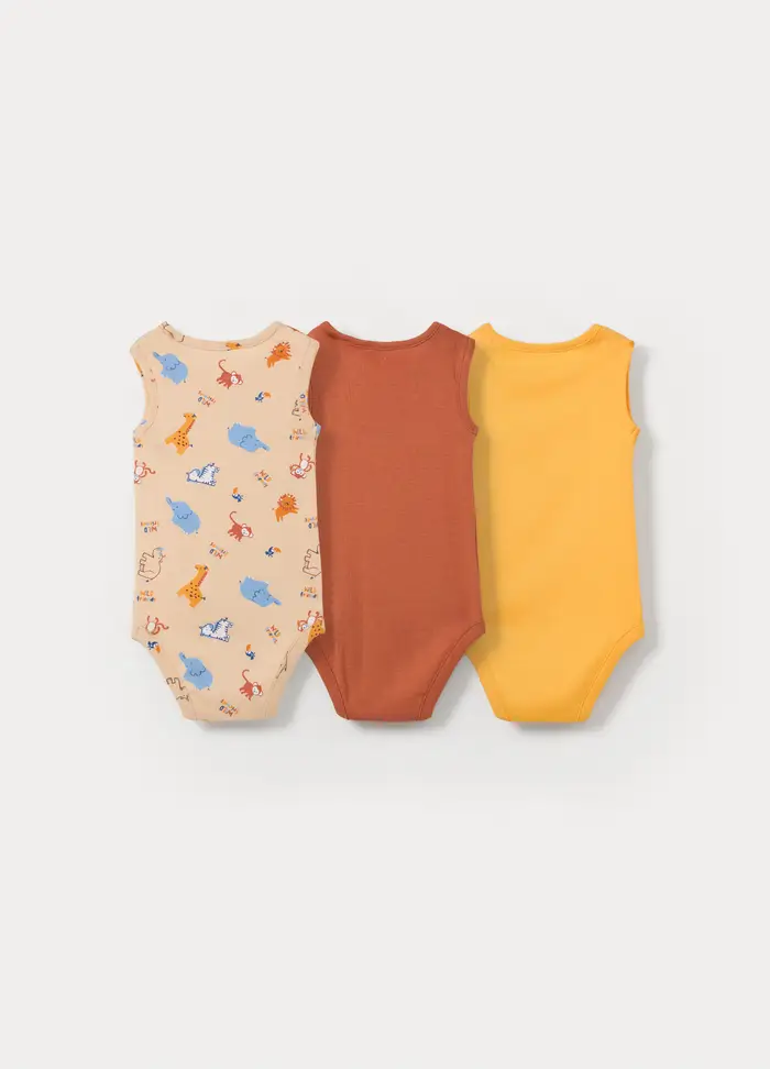 Blukids Pack 3 Body In Costina Di Puro Cotone, Neonato, Giallo banana