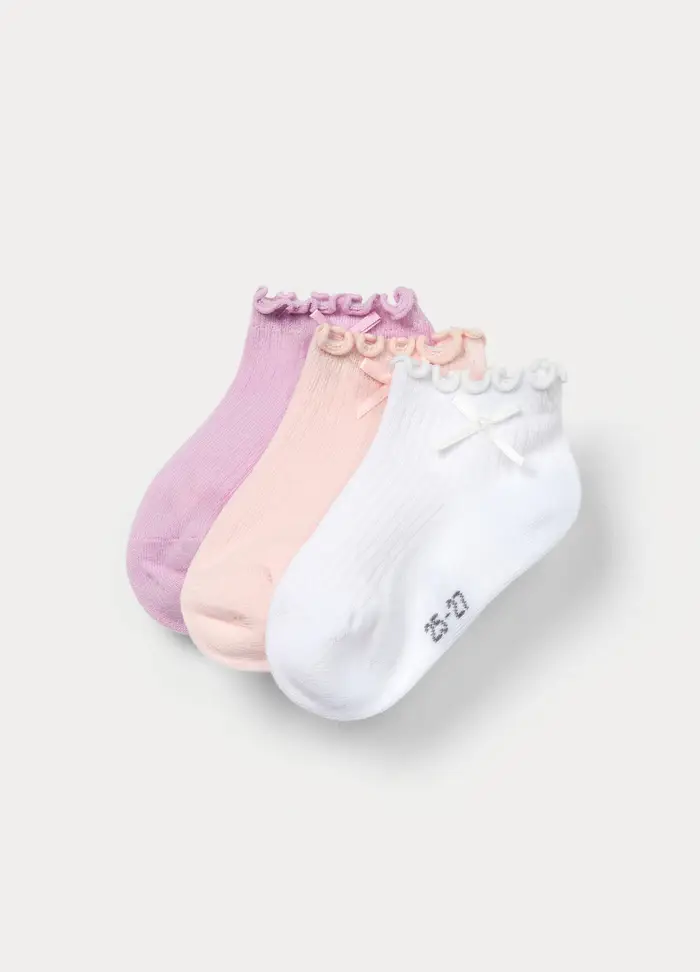 Blukids Pack 3 Calzini Misto Cotone, Bambina, Rosa chiaro