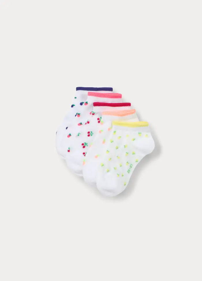 Blukids Pack 5 Calze Corte In Misto Cotone Stretch, Bambina, Bianco