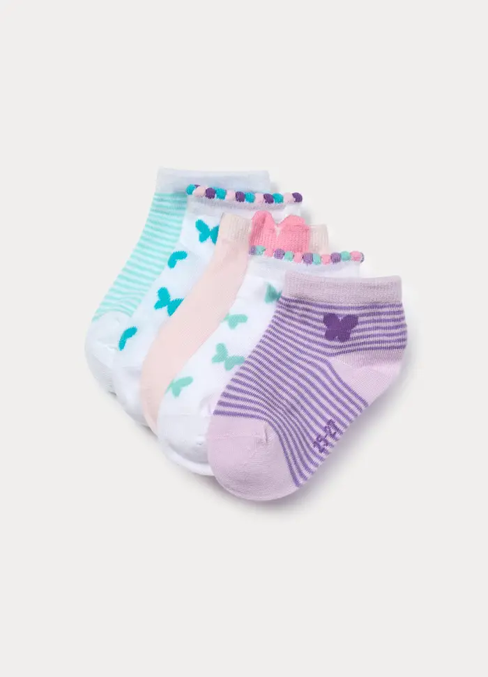 Blukids Pack 5 Calze Corte Misto Cotone, Bambina, Rosa pastello