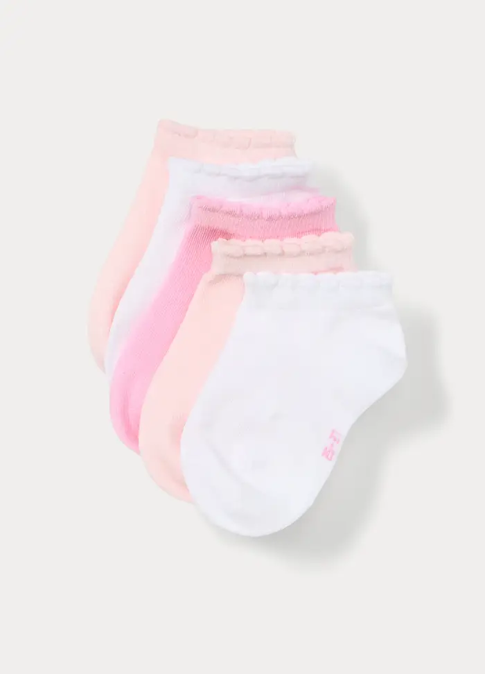 Blukids Pack 5 Calze Corte Misto Cotone, Bambina, Rosa pastello
