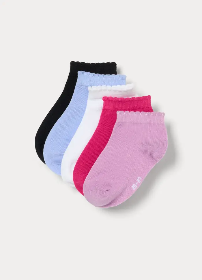 Blukids Pack 5 Calze Corte Misto Cotone, Bambina, Viola lilla