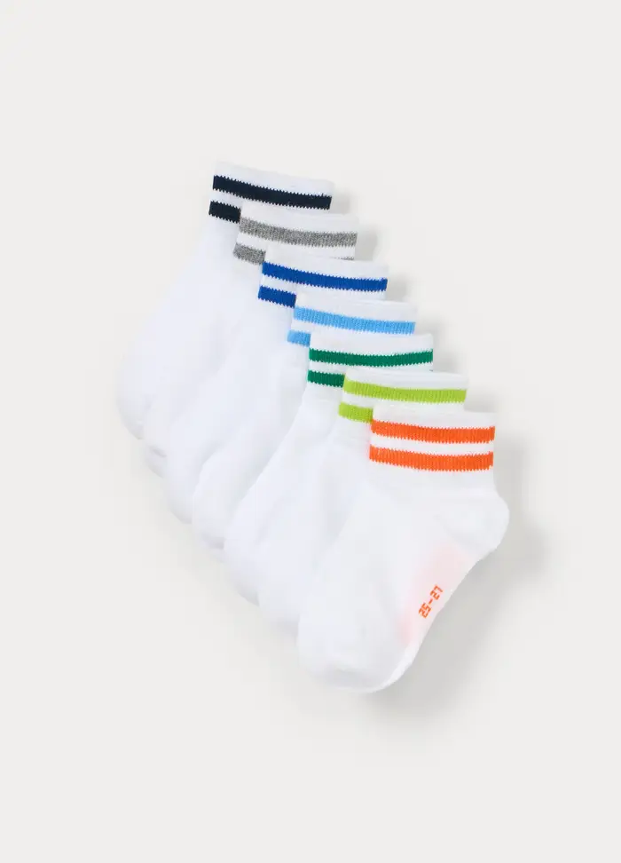 Blukids Pack 7 Calze Misto Cotone Stretch, Bambino, Bianco