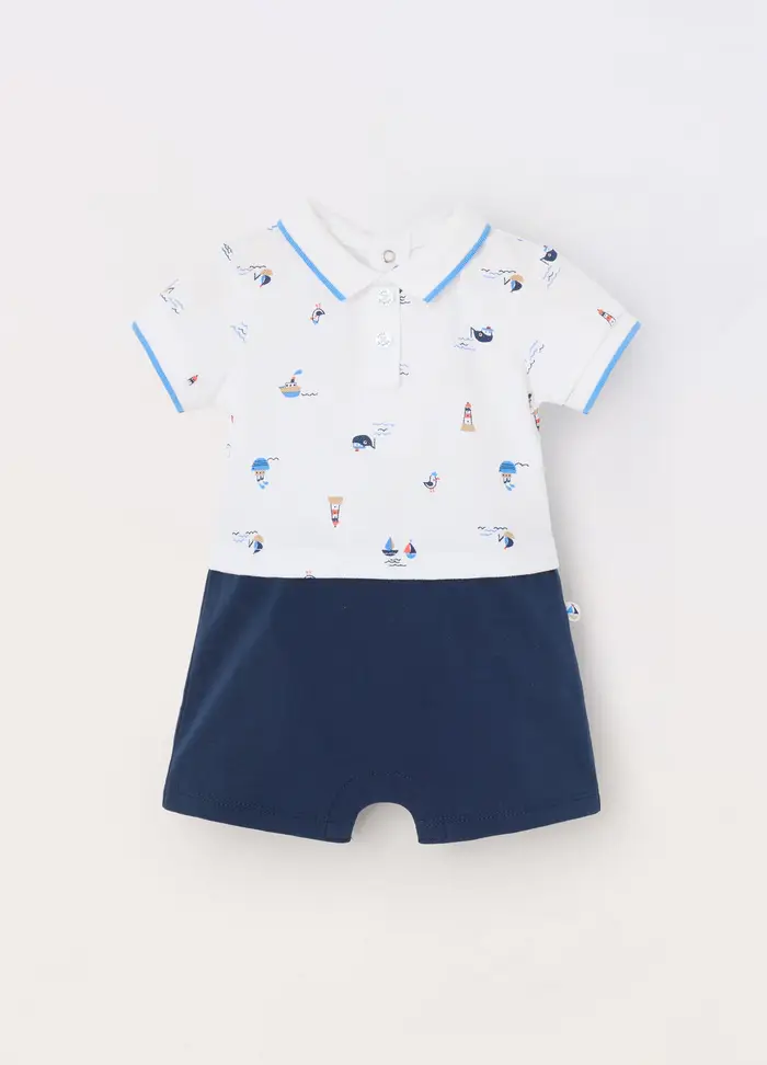 Blukids Pagliaccetto In Cotone Piquet Neonato, Blu navy
