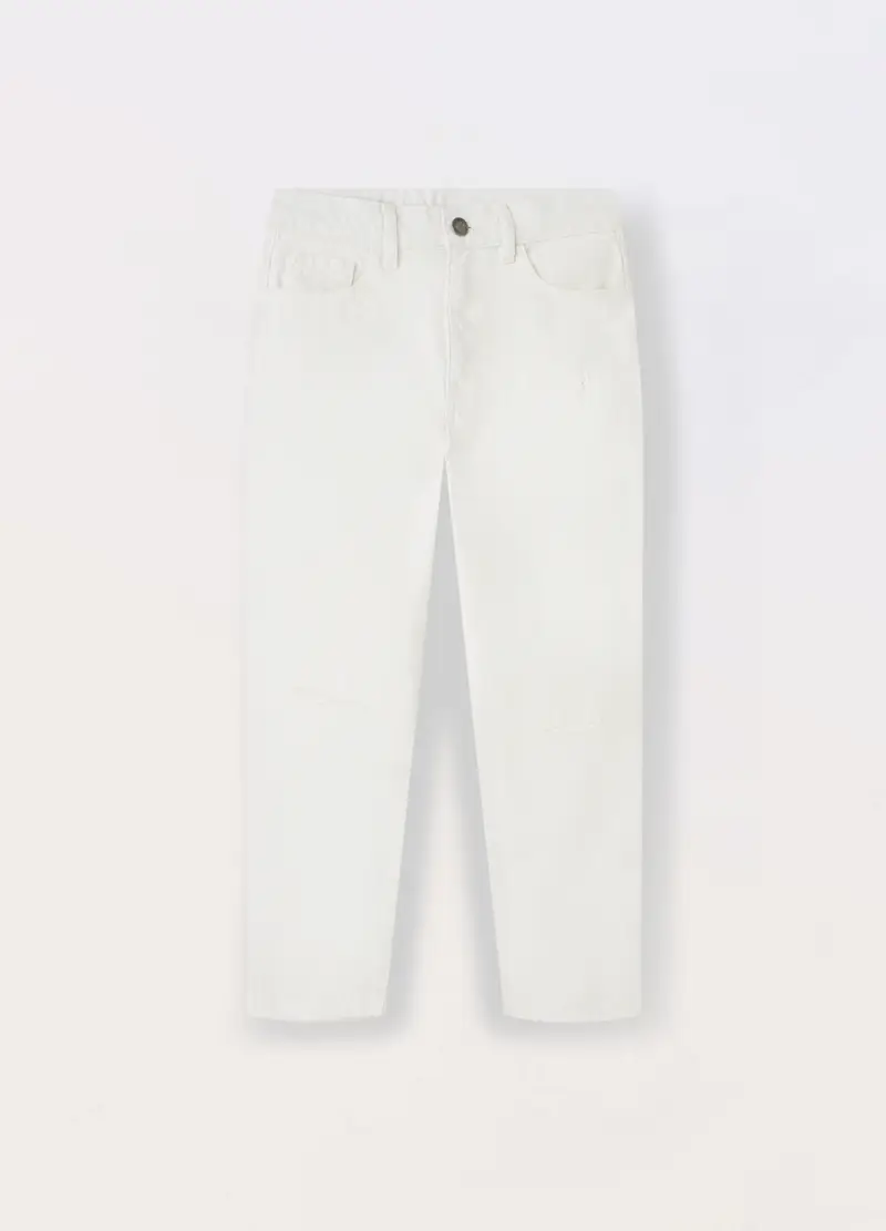 Blukids Pantalone In Puro Cotone Ragazzo, Bambino, Bianco gesso