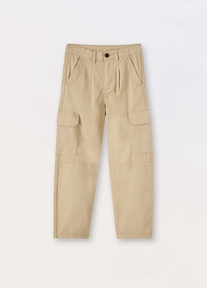 Blukids Pantaloni Cargo In Puro Cotone Ragazzo, Bambino, Beige chiaro
