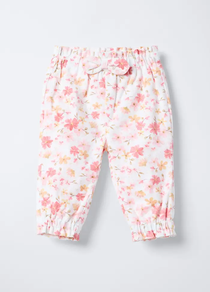 Pantaloni In Costina Di Velluto Fit Regular Neonata, Bianco