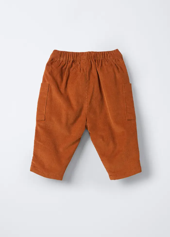 Pantaloni In Costina Di Velluto Fit Regular Neonato, Marrone cuoio