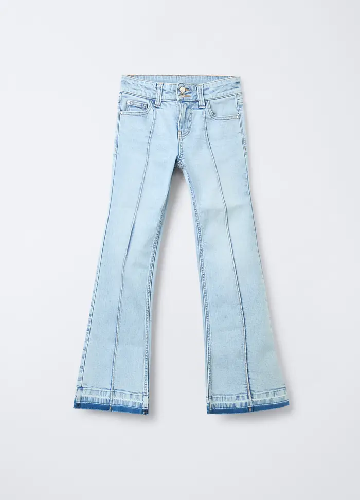 Blukids Pantaloni In Denim Di Cotone Stretch Flare Fit Ragazza, Bambina, Azzurro chiaro