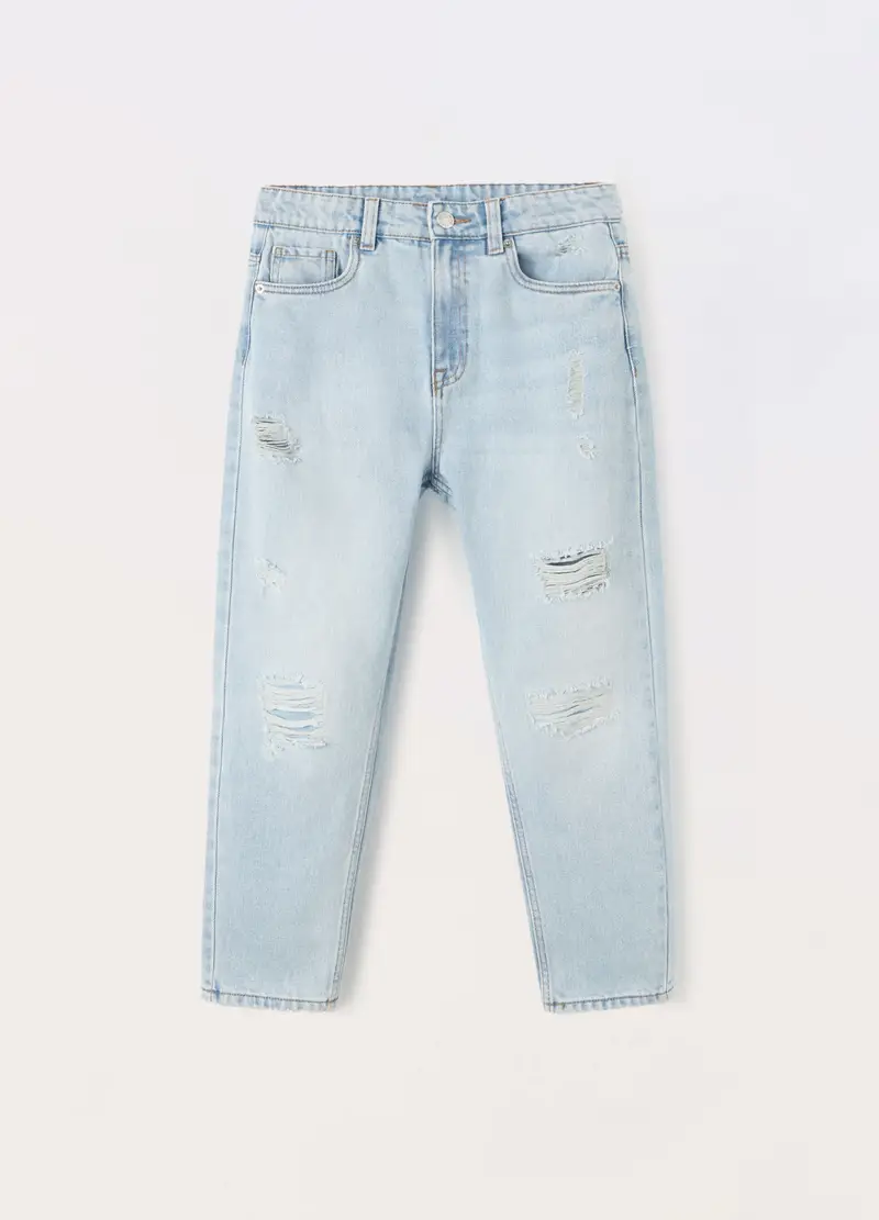 Blukids Pantaloni In Denim Di Misto Cotone Ragazzo, Bambino, Azzurro chiaro
