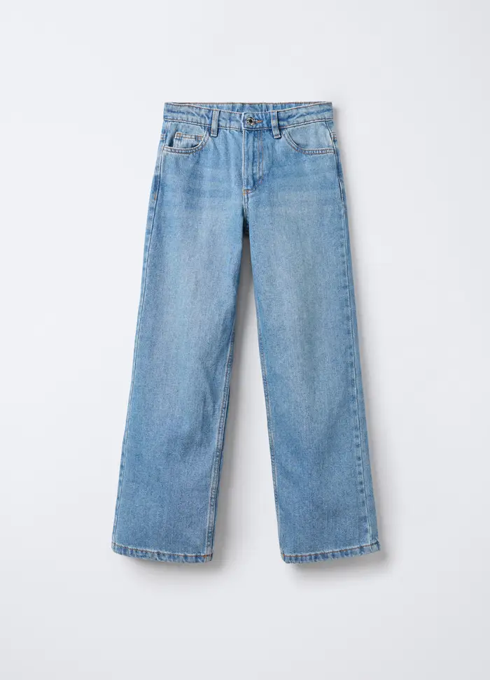 Pantaloni In Denim Straight Fit Ragazza, Bambina, Azzurro chiaro