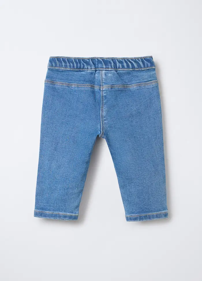 Pantaloni In Denim Stretch Fit Regular Neonata, Blu denim