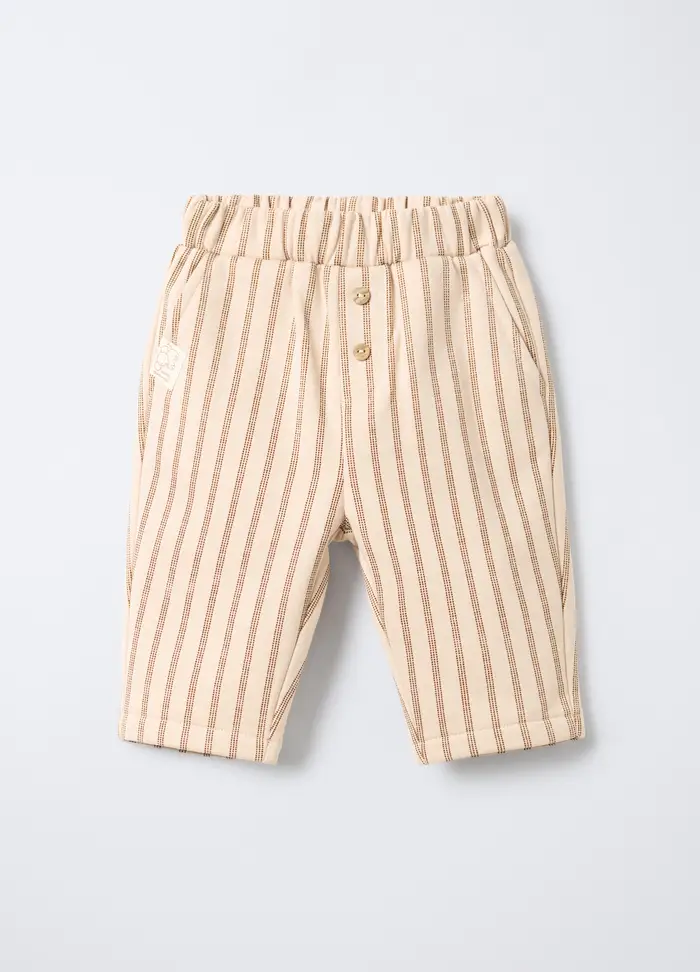 Blukids Pantaloni In Felpa Misto Cotone Neonato, Beige chiaro