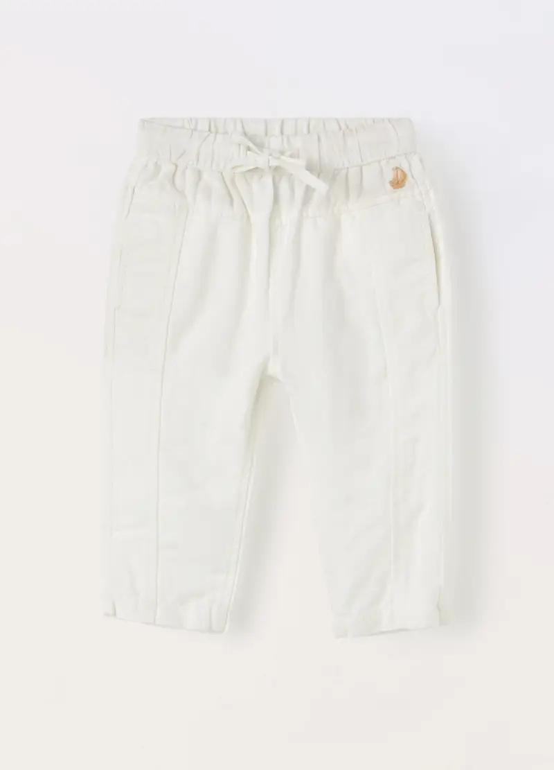 Blukids Pantaloni In Misto Lino Neonato, Bambino, Bianco, Taglia: 9