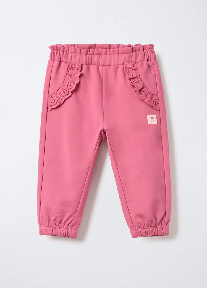 Blukids Pantaloni In Pura Felpa Di Cotone Fit Regular Neonata, Rosa scuro