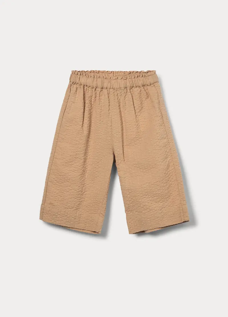 Blukids Pantaloni In Puro Cotone Seersucker Bimba, Bambina, Beige chiaro