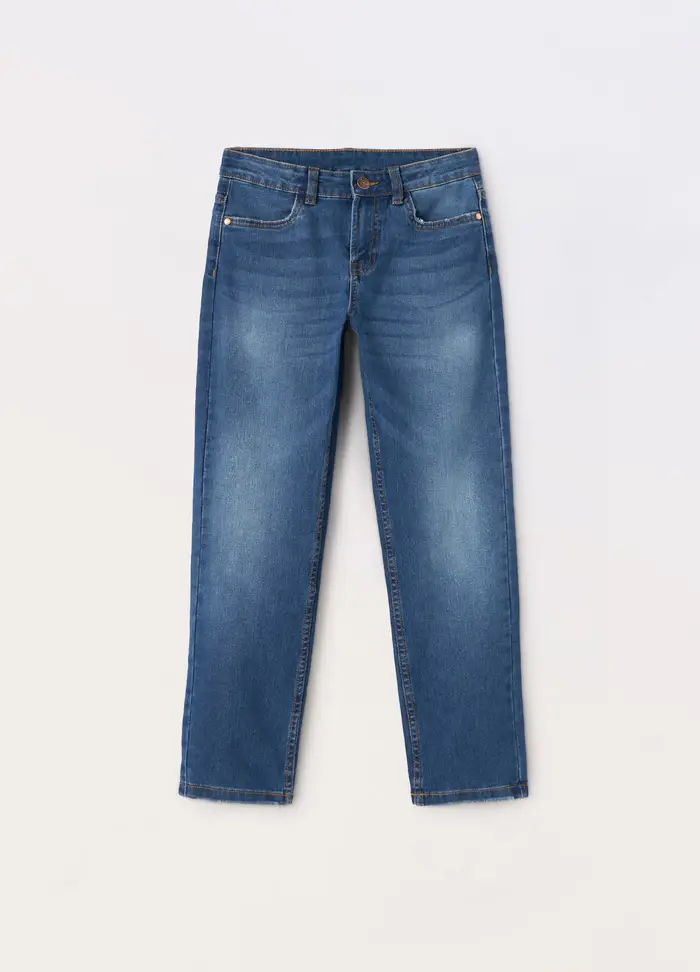 Blukids Pantaloni In Stretch Denim Di Misto Cotone Ragazzo, Bambino, Blu denim