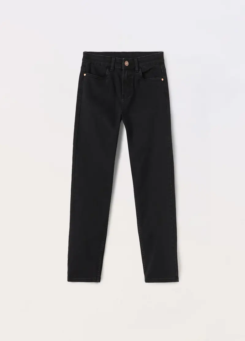 Blukids Pantaloni In Stretch Denim Di Misto Cotone Ragazzo, Bambino, Nero