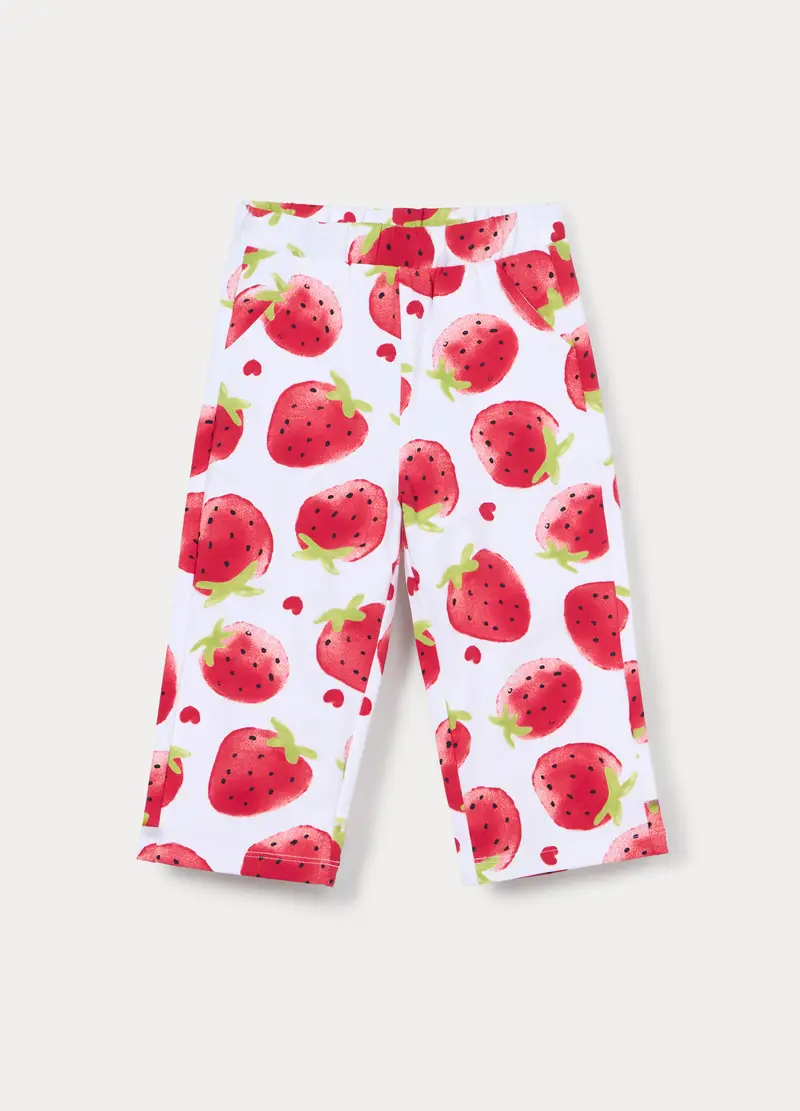 Blukids Pantaloni Wide Leg In French Terry Di Cotone Stretch Bimba, Bambina, Bianco