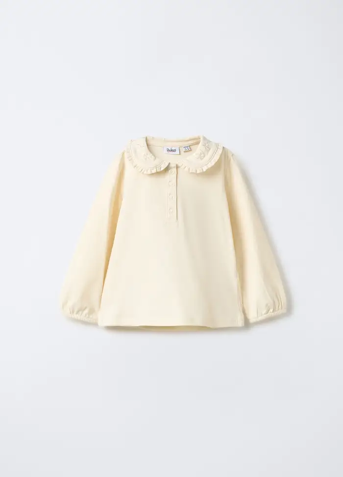 Blukids Polo In Jersey Di Cotone Stretch Bimba, Bambina, Bianco avorio