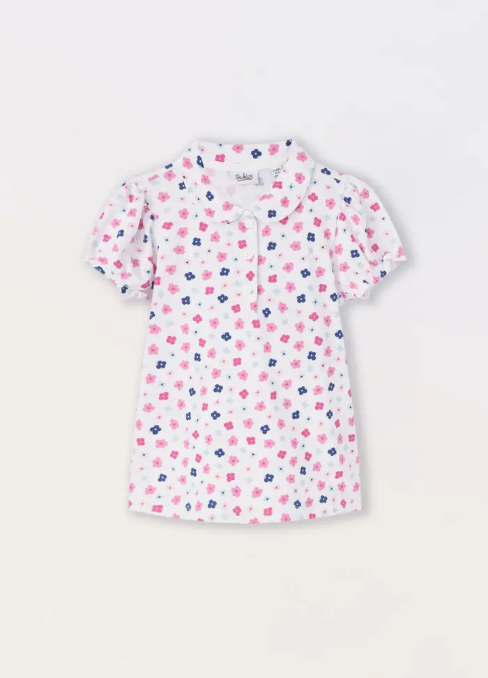 Blukids Polo In Puro Cotone Piquet Bambina, Bianco