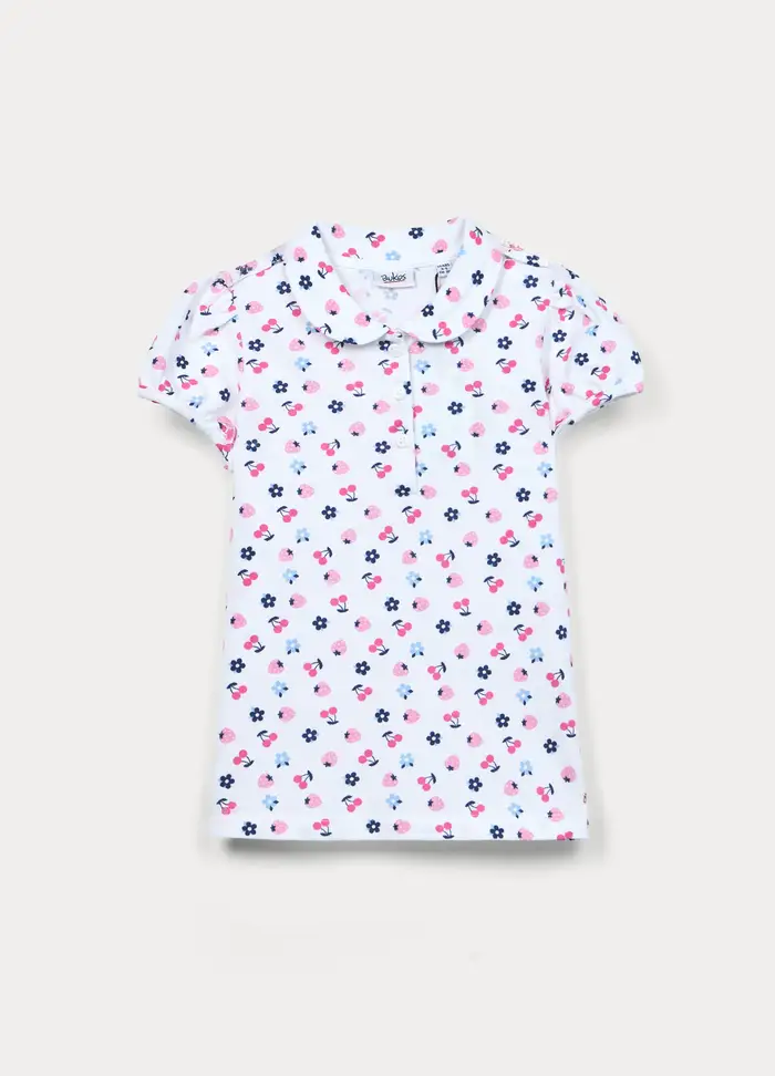 Blukids Polo In Puro Cotone Piquet Bambina, Bianco