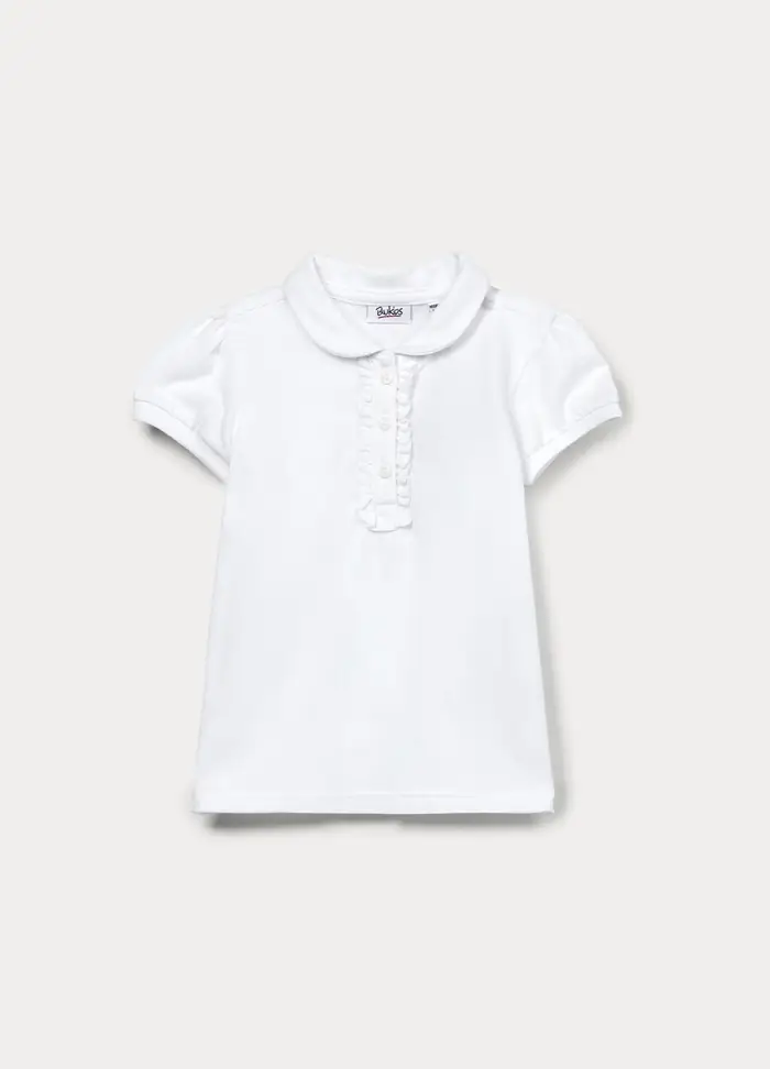 Blukids Polo In Puro Cotone Piquet Bimba, Bambina, Bianco gesso