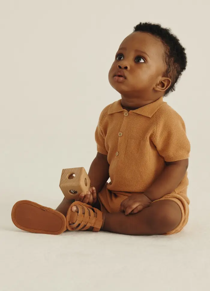 Blukids Polo Tricot In Puro Cotone Iana Neonato, Arancione papaya