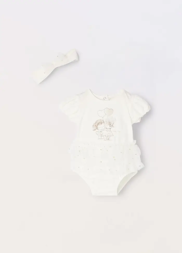 Blukids Set Body + Fascetta In Cotone Stretch Neonata, Bianco
