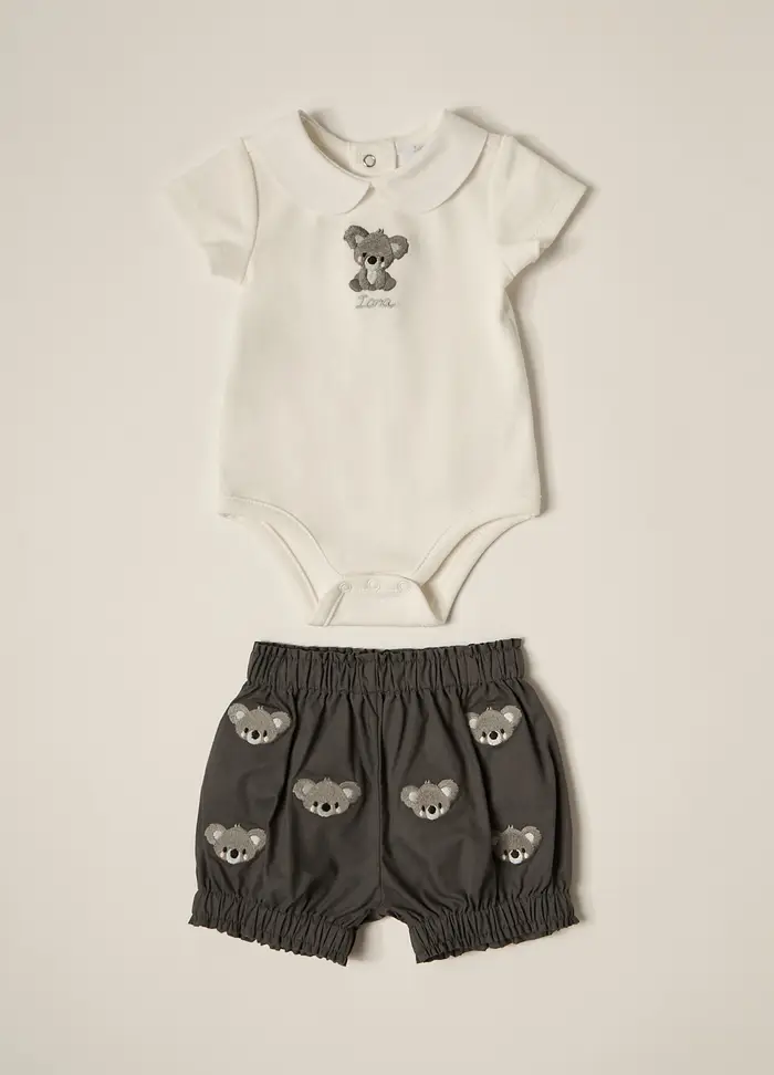 Blukids Set Body + Shorts Iana Neonato, Grigio scuro