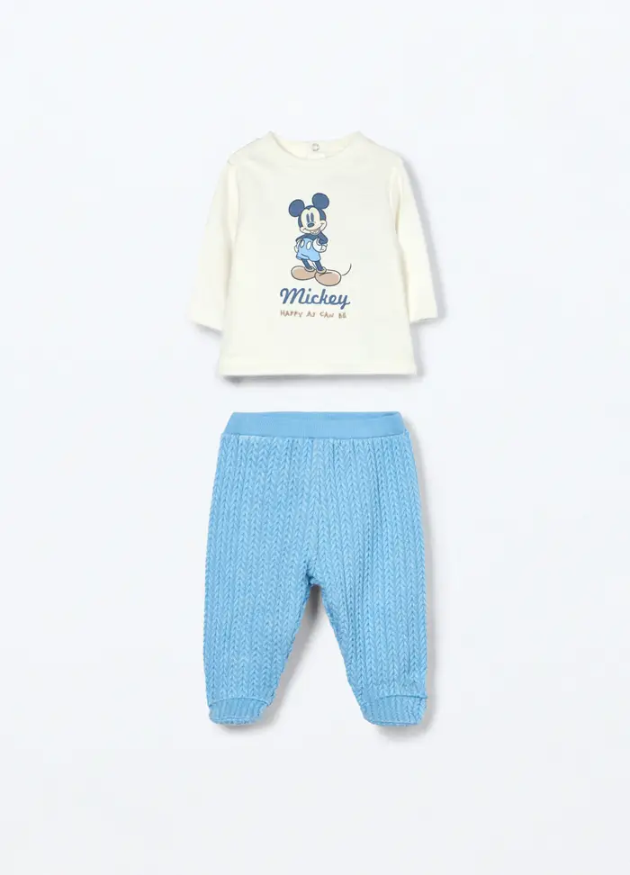 Blukids Set Disney In Cotone Fleece Neonato, Bianco/Azzurro